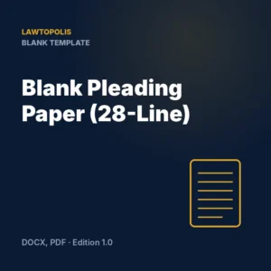 Blank Pleading Paper (28-Line) — Lawtopolis template cover