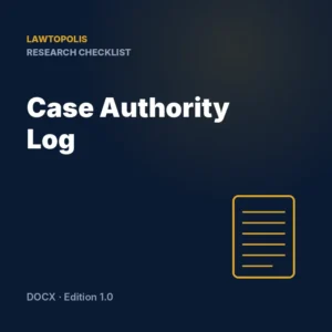 Case Authority Log — Lawtopolis template cover