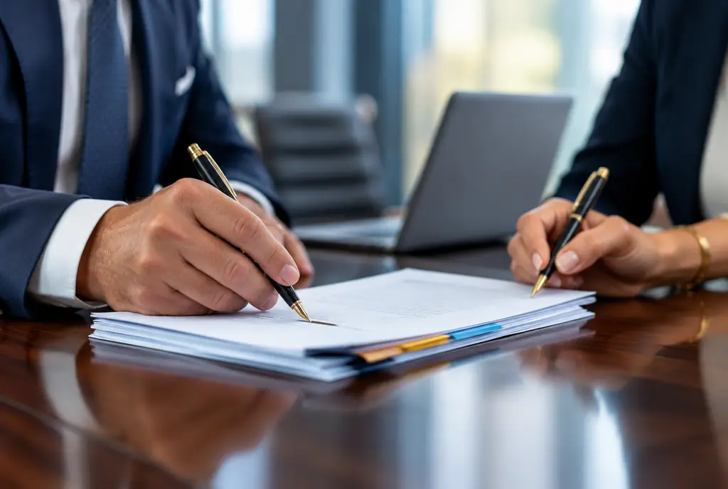 Arbitration — two people signing an agreement